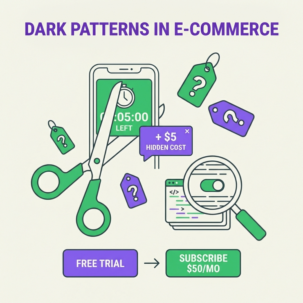 Dark patterns in e-commerce illustration