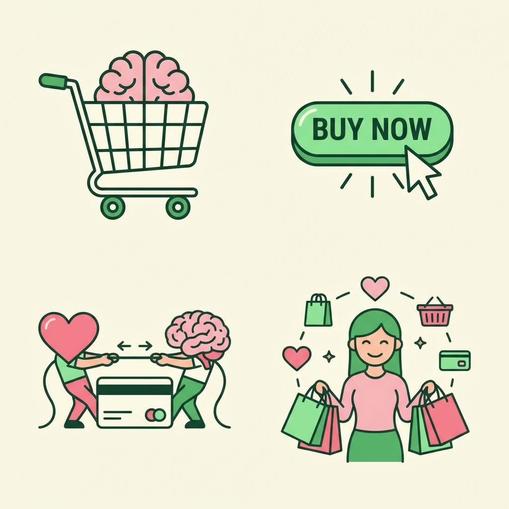 Impulse buying psychology illustration